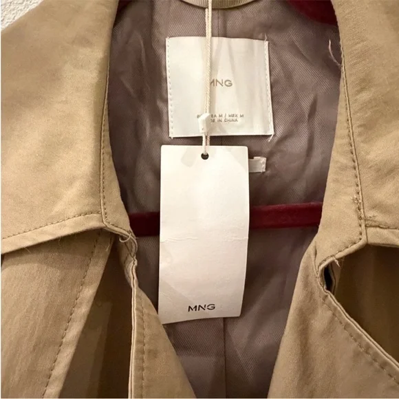Mango MNG- khaki olive muted green trench coat jacket - Picture 7 of 7